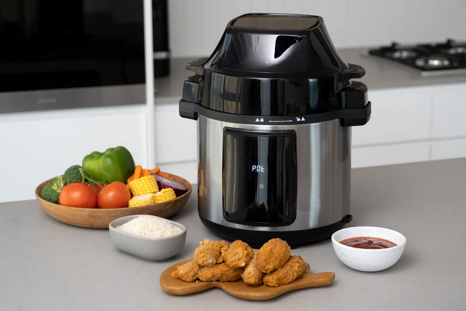 6L Air Fryer   Pressure Cooker (Silver) Kitchen Appliance