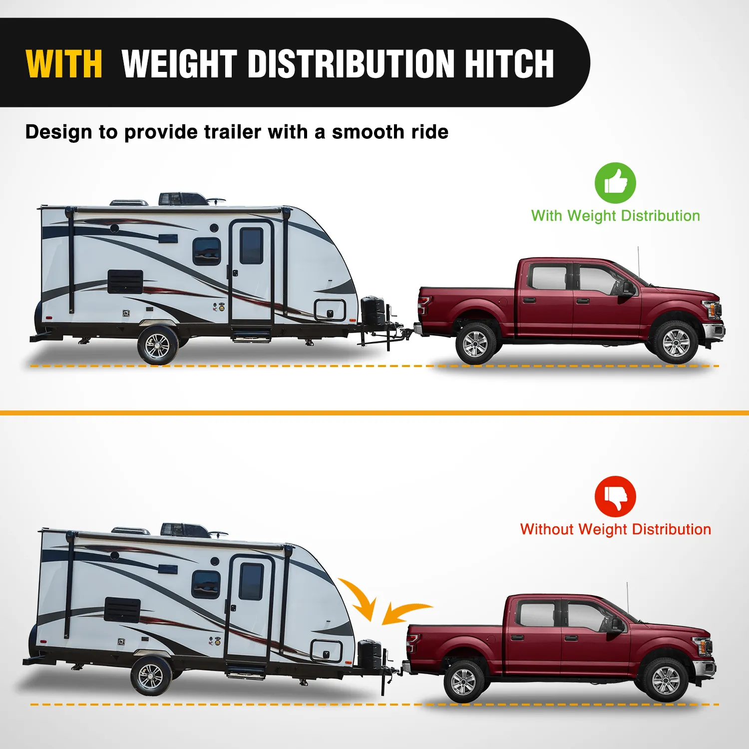 800 lbs Round Bar Weight Distributing Hitches Kit with Sway Control