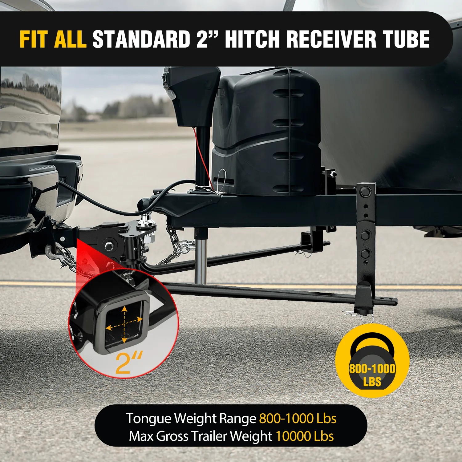 800 lbs Round Bar Weight Distributing Hitches Kit with Sway Control