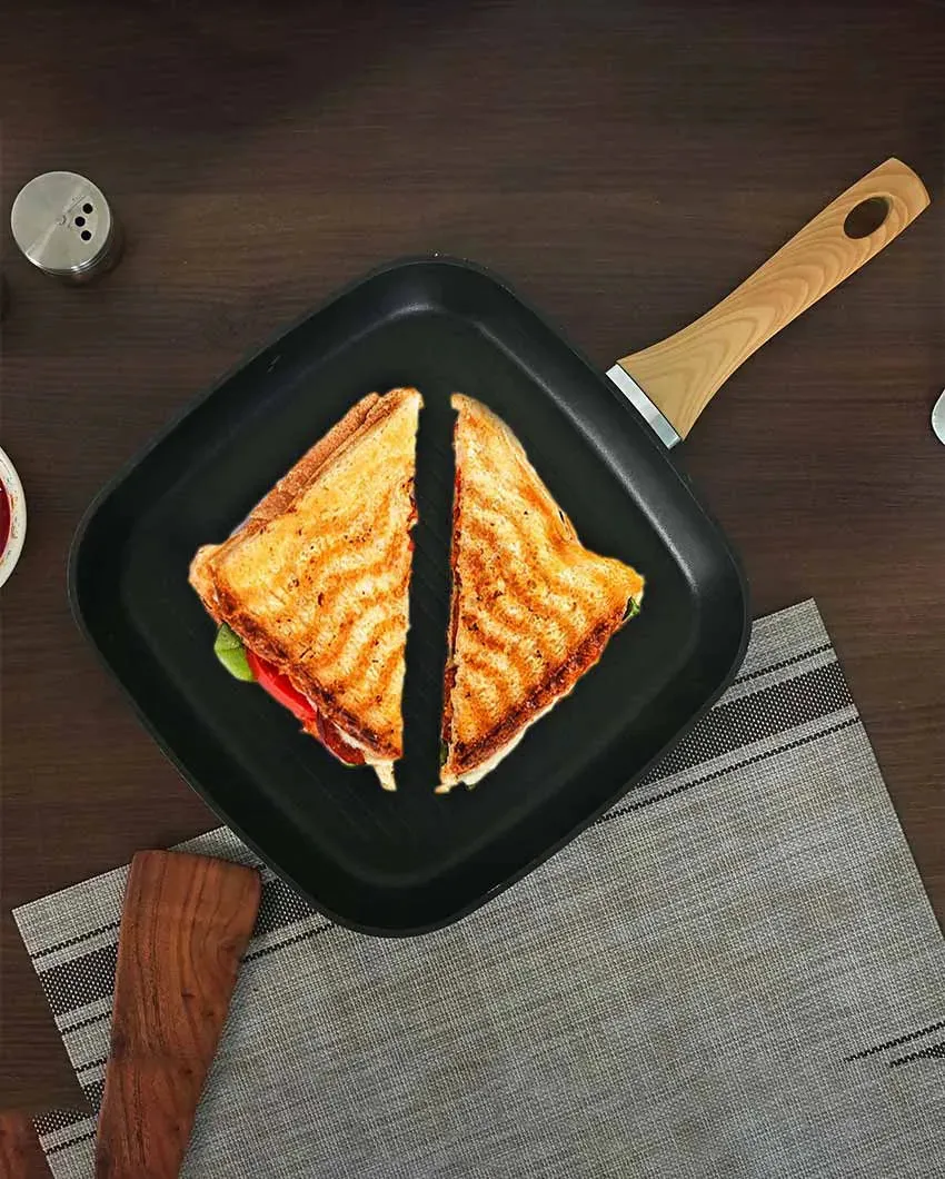 Almino Non Stick Aluminium 1 Frypan 1 Grillpan | Safe For All Cooktops