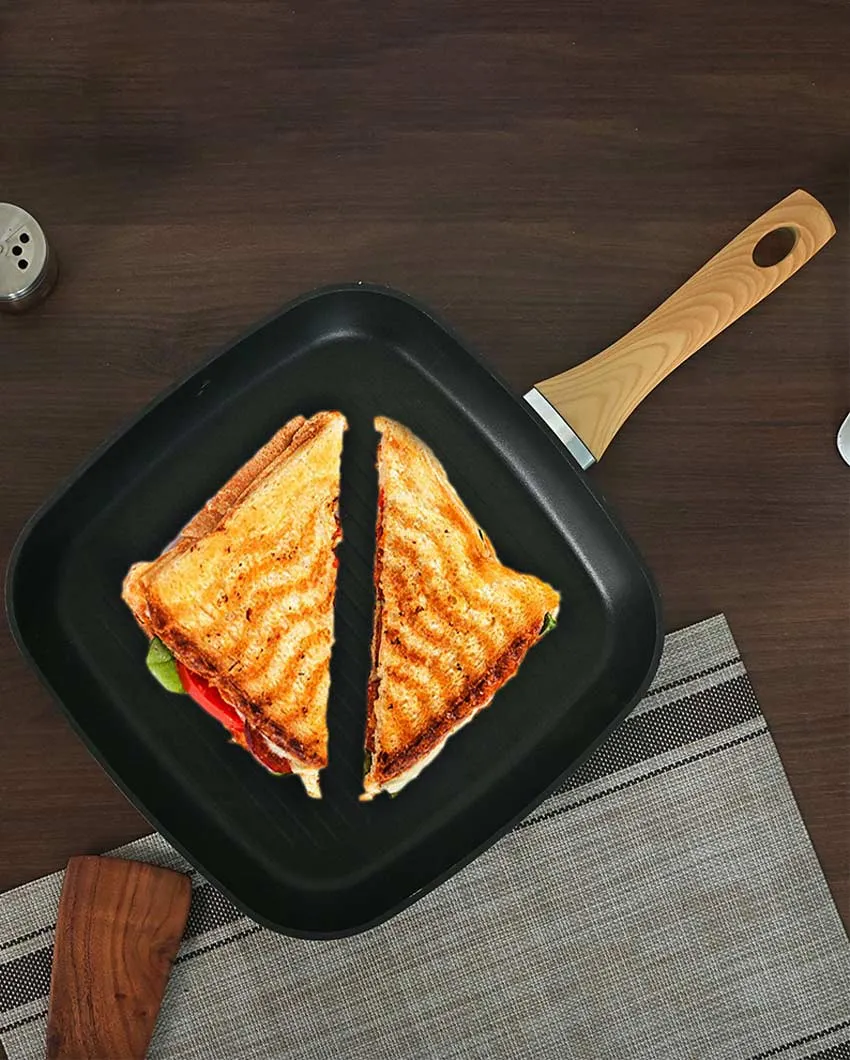 Almino Non Stick Aluminium 1 Frypan 1 Grillpan | Safe For All Cooktops