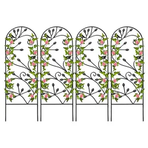 Amagabeli 4 Pack Garden Trellis for Climbing Plants 46" x 15"  Black Iron Plants Support Model No. ET027
