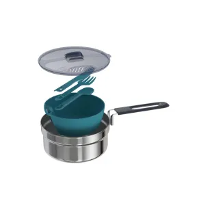 Camping and bivouacking cooking set in stainless steel 100 - 1 person - 6 items.