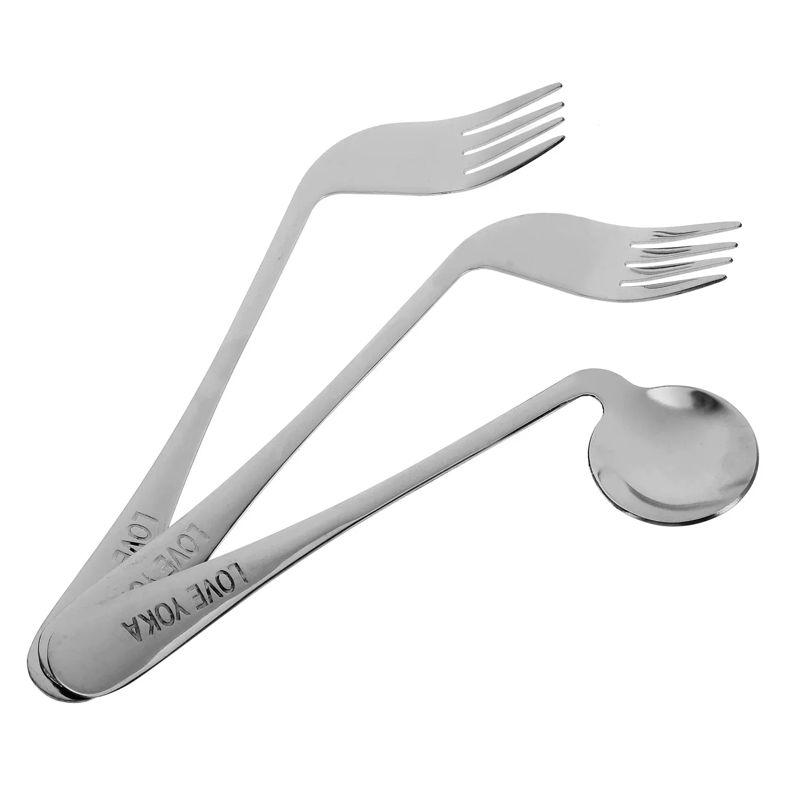 Camping Elbow Spoon Fork Elder Toddler Silverware Handicapped Utensils Stainless Steel Angled Metal