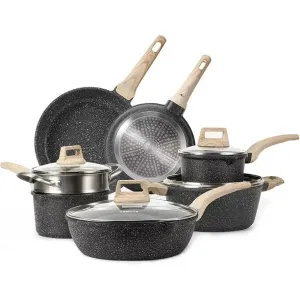 Carote EW11 11-Piece Pots and Pans Set Nonstick Granite Kitchen Cookware Set Easy Clean