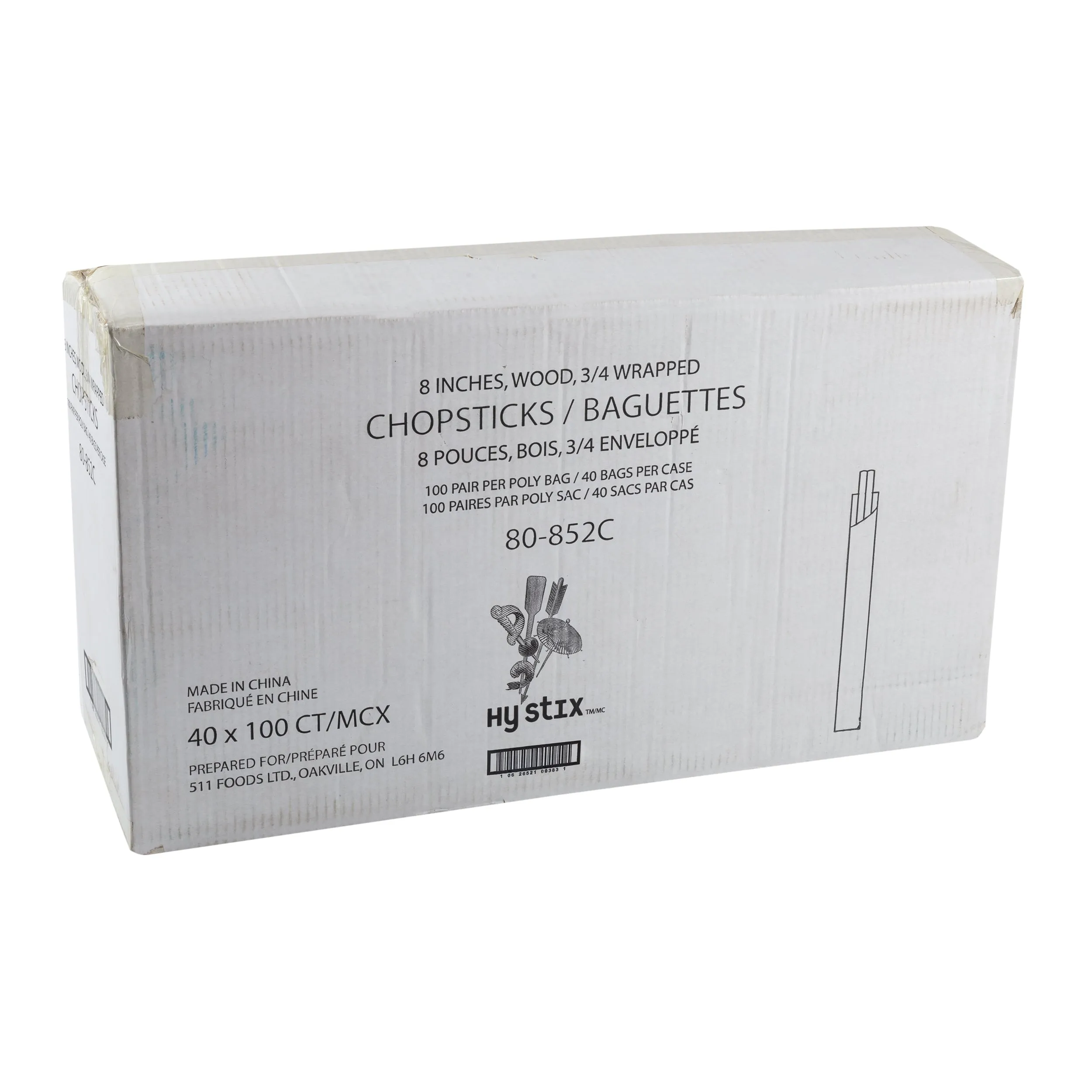 Chopstick Birch 3/4 Wrapped, Case 100x40