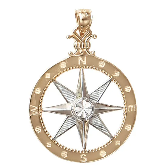 Compass Rose Pendant, 14Kt