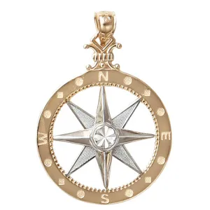 Compass Rose Pendant, 14Kt