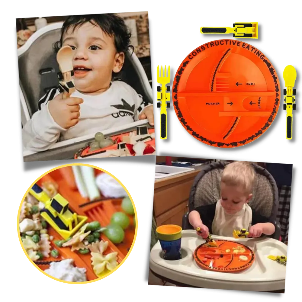 Creative Constructive Eating Plate and Utensils Set