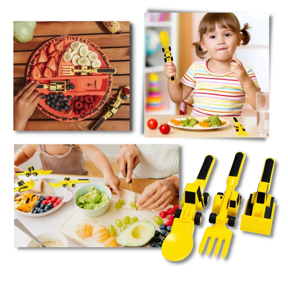Creative Constructive Eating Plate and Utensils Set
