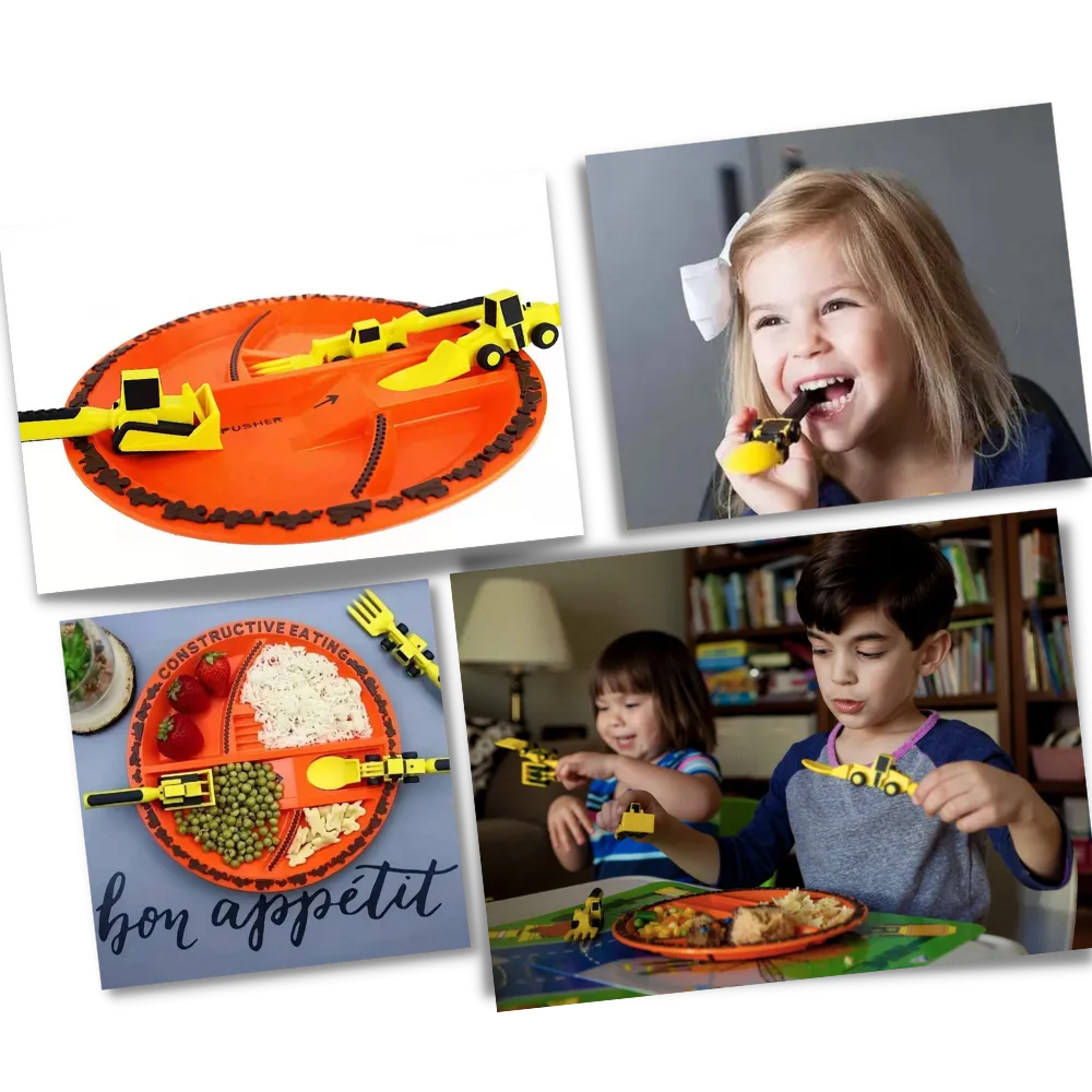 Creative Constructive Eating Plate and Utensils Set