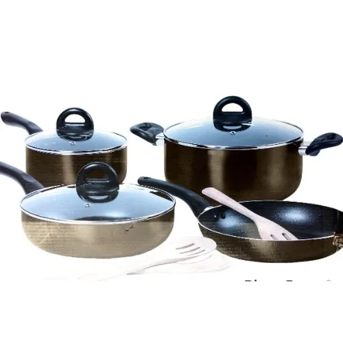Culinary Gourmet Nonstick Kitchen Cookware Set with Glass Prep Bowls And Knife - 18pcs