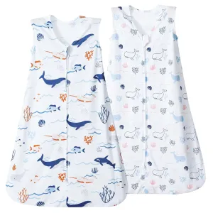 david's kids 2 Pack Baby Sleep Sack 12-18 Months, Rayon Derived from BambooUltra Soft TOG 0.5 Baby Wearable Blankets with 2-Way Zipper, Large Size, Whale