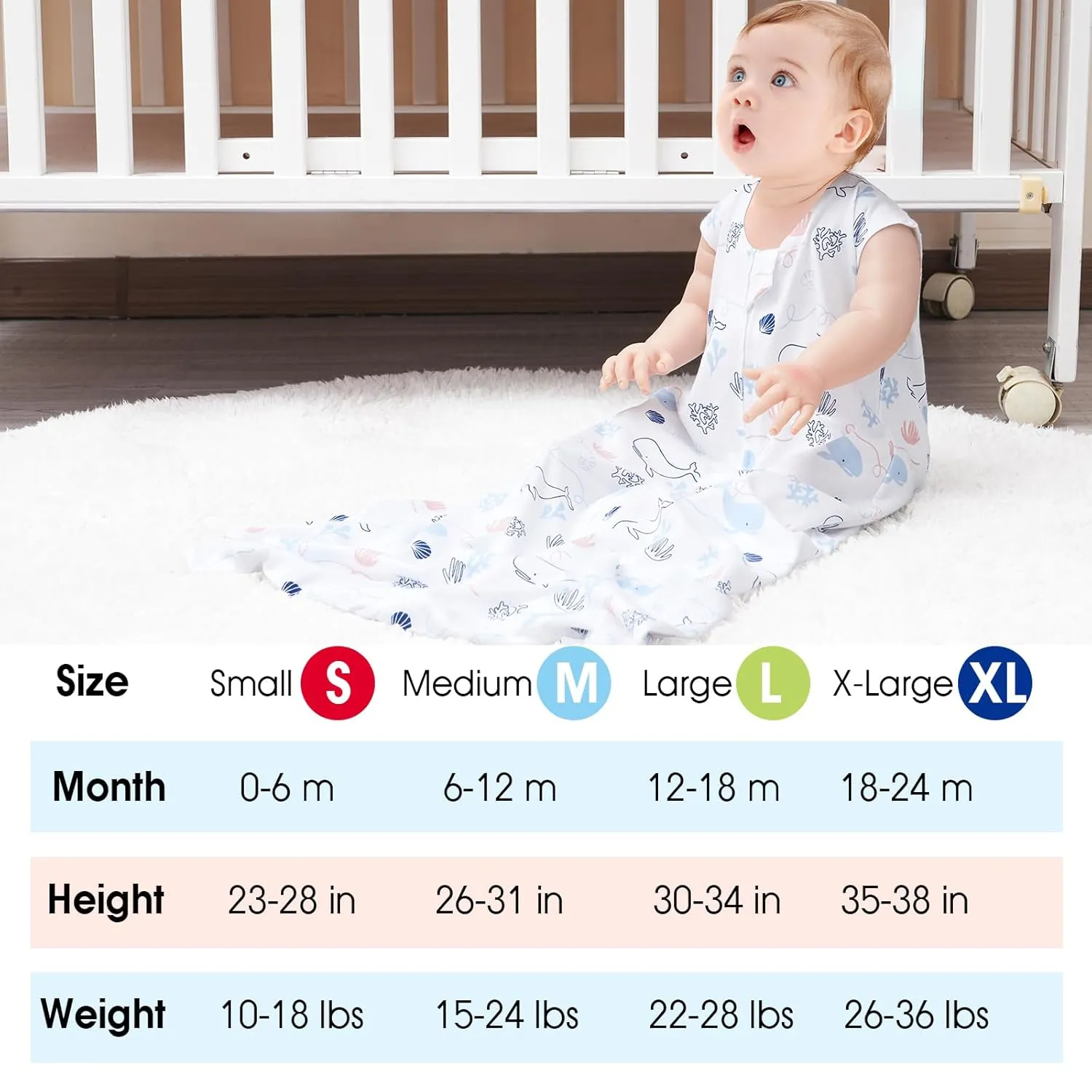 david's kids 2 Pack Baby Sleep Sack 12-18 Months, Rayon Derived from BambooUltra Soft TOG 0.5 Baby Wearable Blankets with 2-Way Zipper, Large Size, Whale
