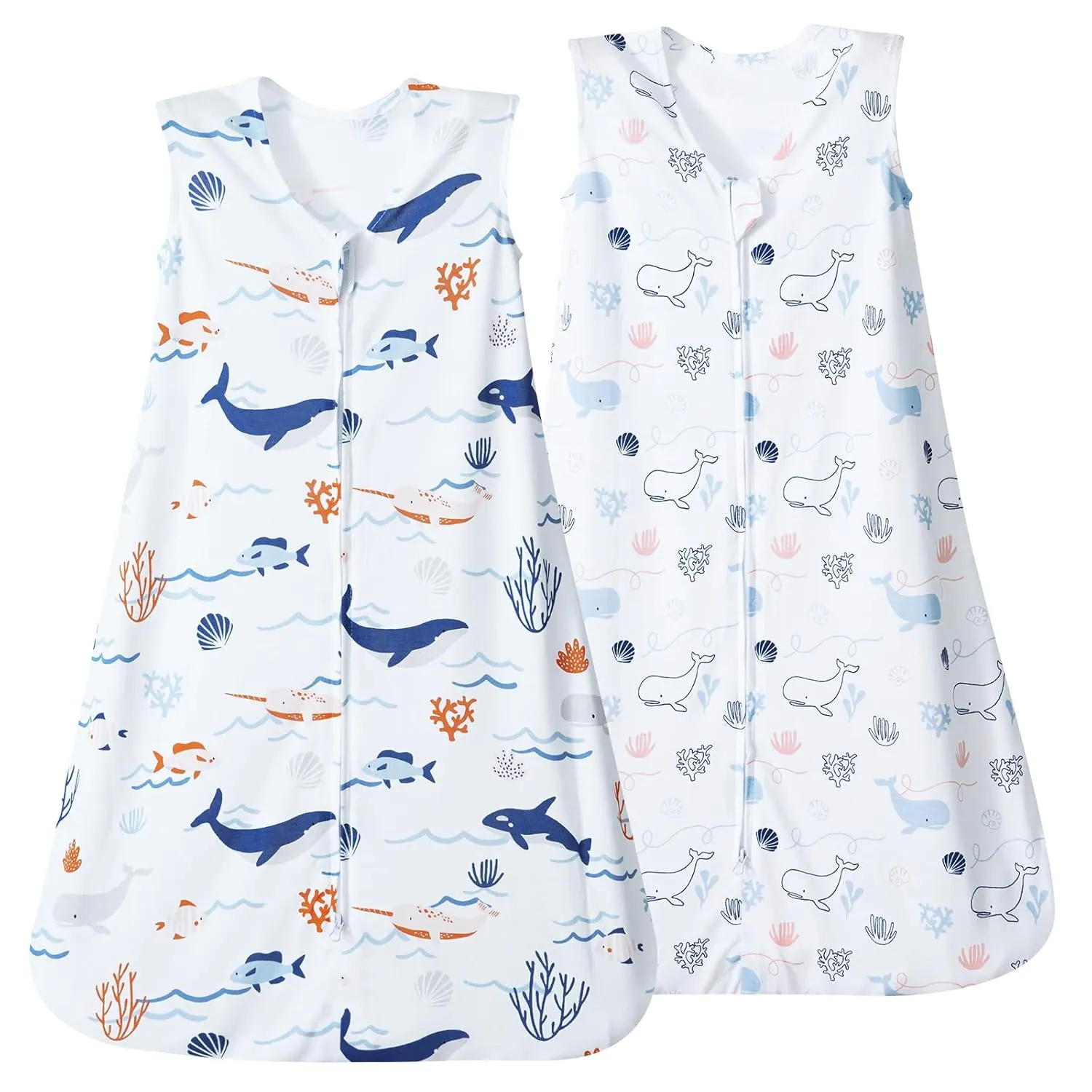 david's kids 2 Pack Baby Sleep Sack 12-18 Months, Rayon Derived from BambooUltra Soft TOG 0.5 Baby Wearable Blankets with 2-Way Zipper, Large Size, Whale