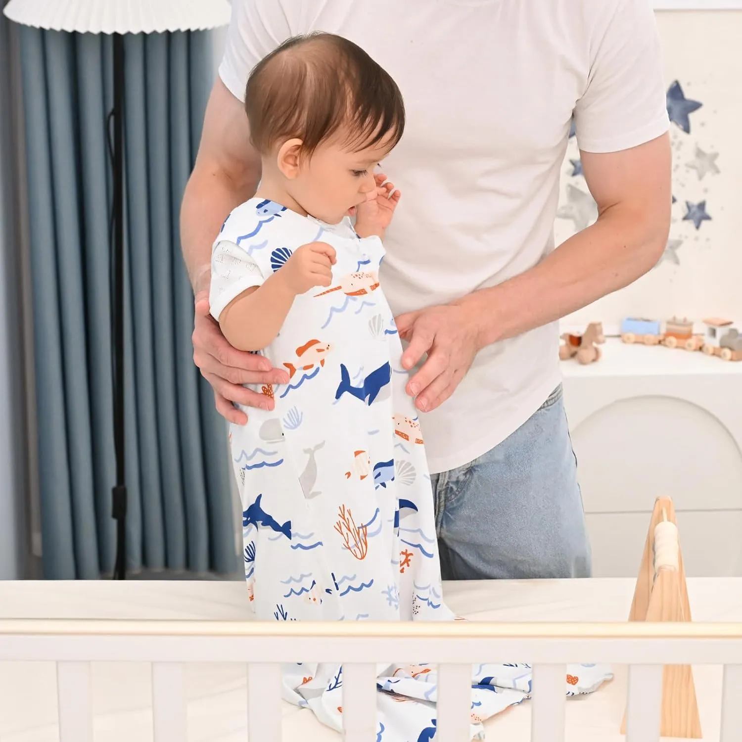 david's kids 2 Pack Baby Sleep Sack 12-18 Months, Rayon Derived from BambooUltra Soft TOG 0.5 Baby Wearable Blankets with 2-Way Zipper, Large Size, Whale