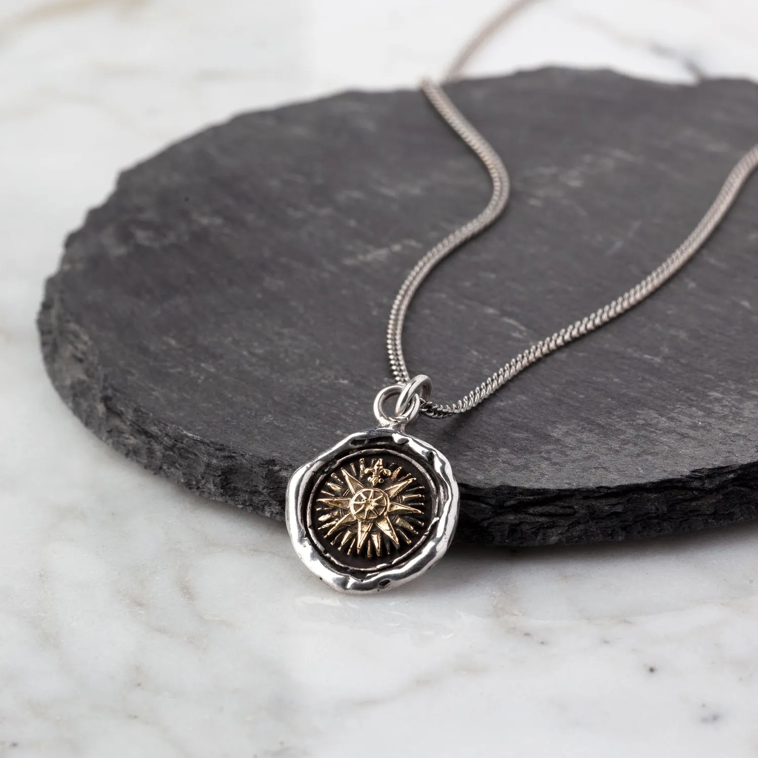 Direction 14K Gold on Silver Talisman