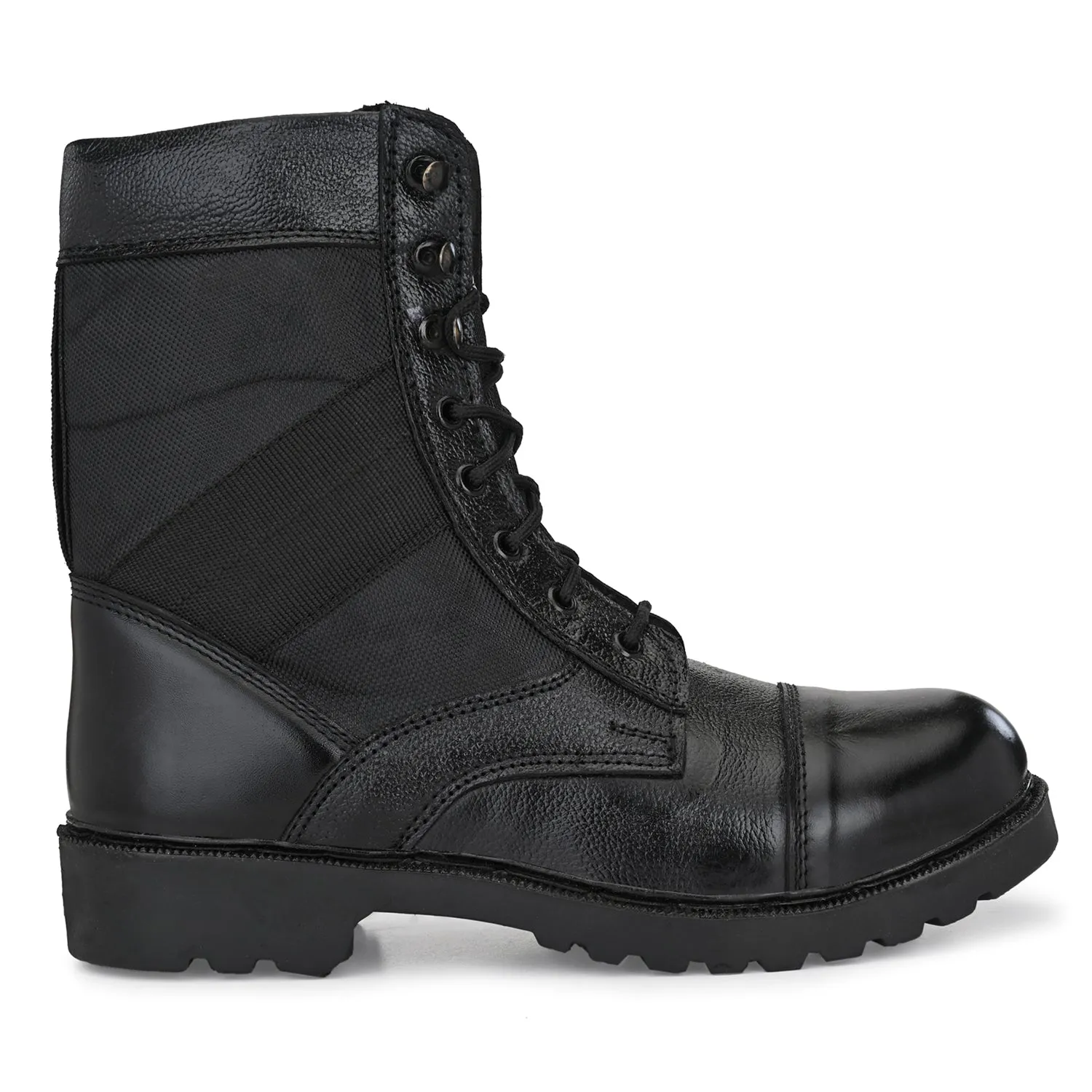 Eego Italy Genuine Leather Army Combat All Weather Hikking & Bikking Boots ARM-2-BLACK (Sale@649)