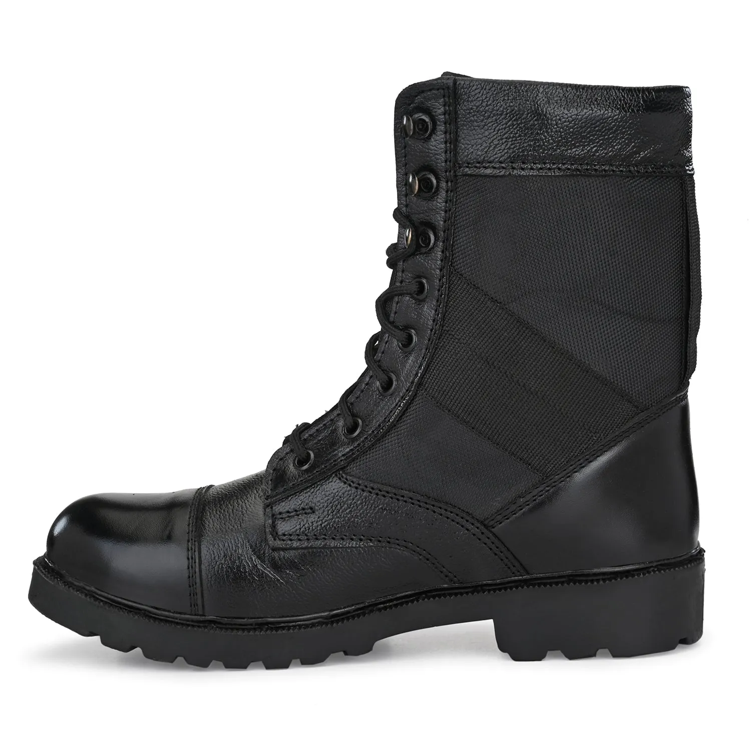 Eego Italy Genuine Leather Army Combat All Weather Hikking & Bikking Boots ARM-2-BLACK (Sale@649)