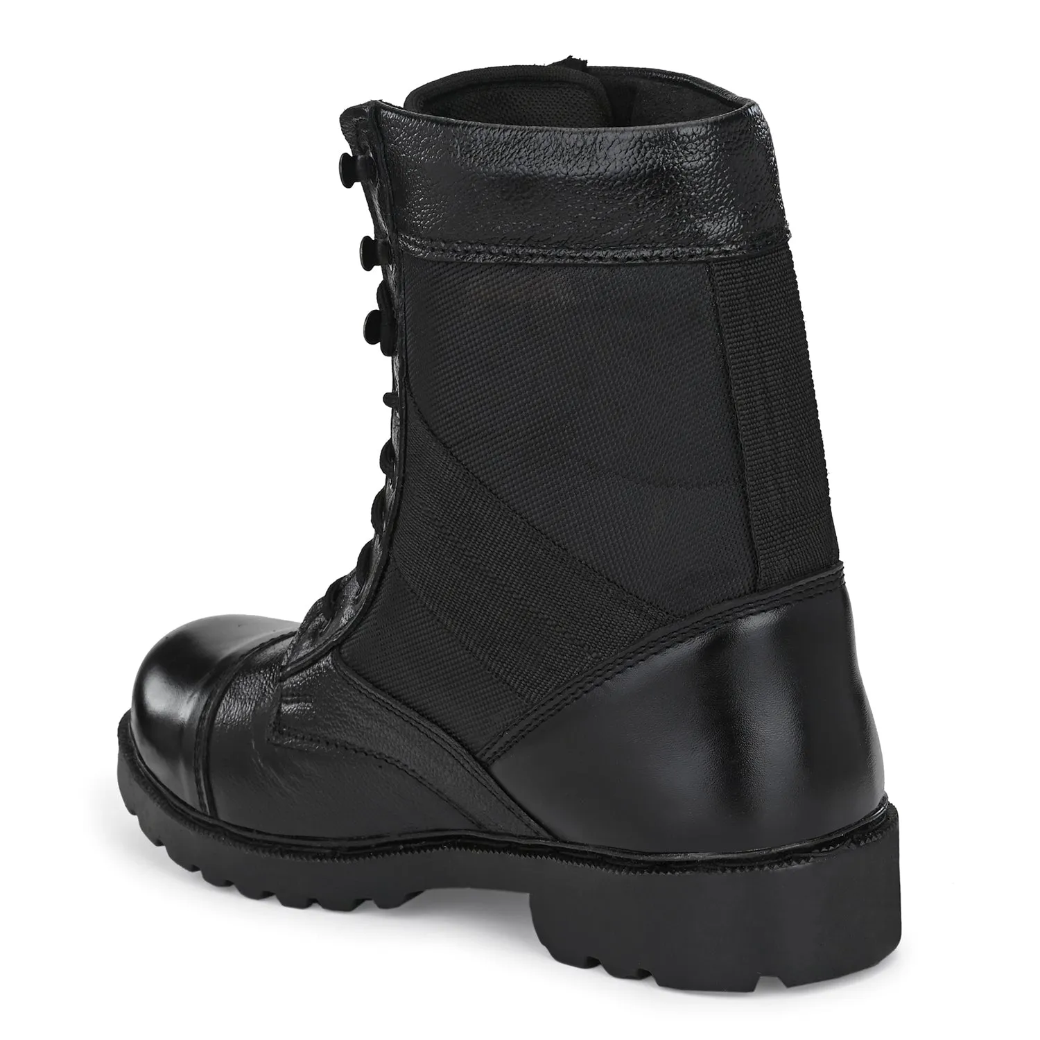 Eego Italy Genuine Leather Army Combat All Weather Hikking & Bikking Boots ARM-2-BLACK (Sale@649)