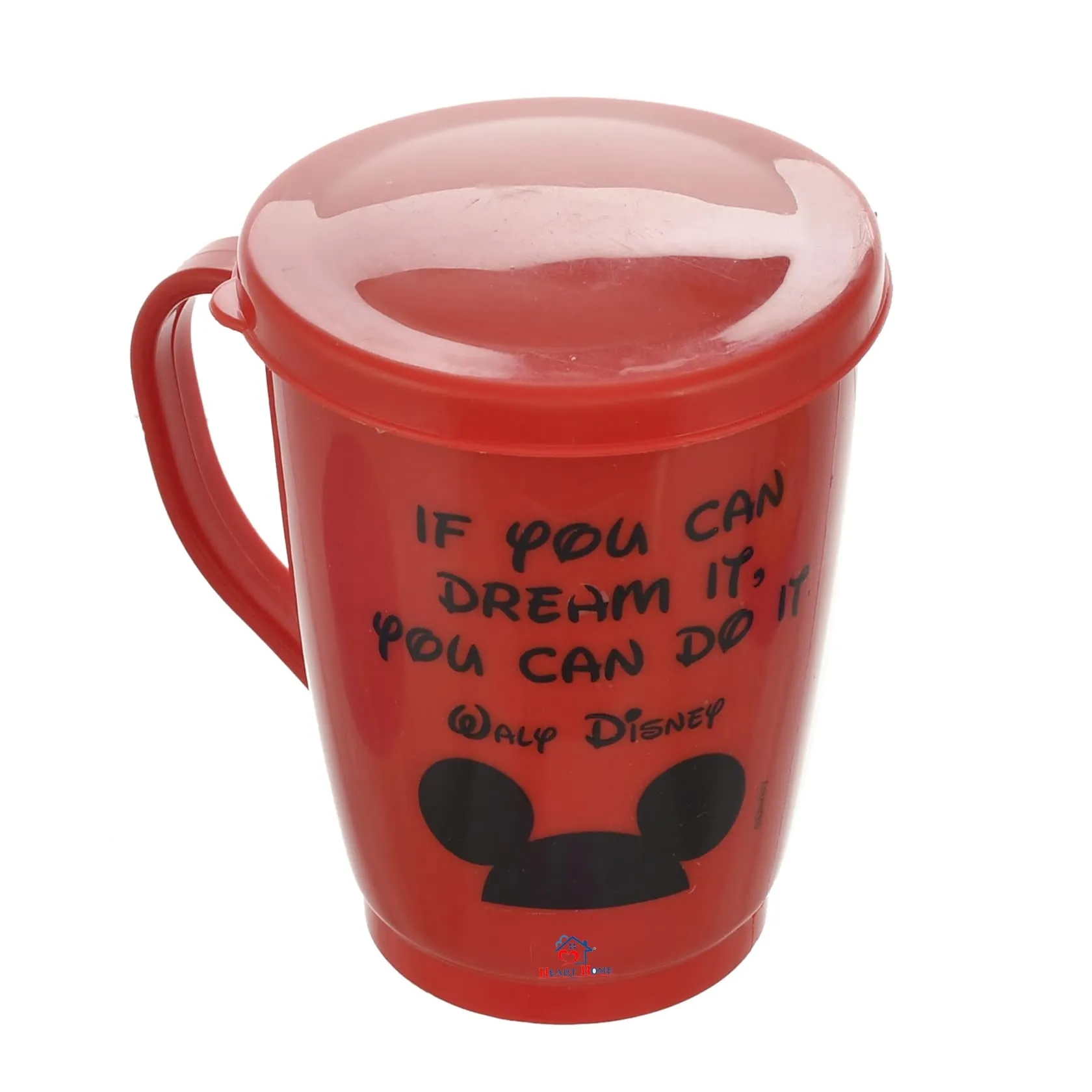 Heart Home Disney Printed Coffee/Tea Mug with Lid, Pack of 6 (Cream & Grey & Red)