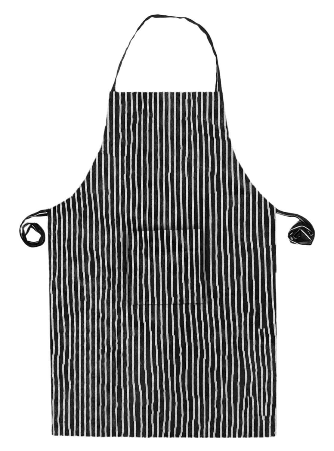 Heart Home Linning Printed Apron & Cooking Cap Set for Cooking, Baking, Party Favors, Home Kitchen, Restaurant, Set of 4 (Black & White)-50HH01009