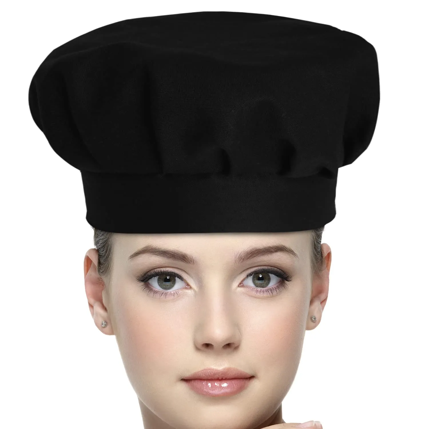 Heart Home Oil Stain Resistant Cooking Kitchen Apron & Cap for Men Women, Set of 4 (Black)-50HH01022