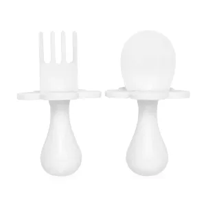Marshmallow White Grabease Spoon & Fork Set