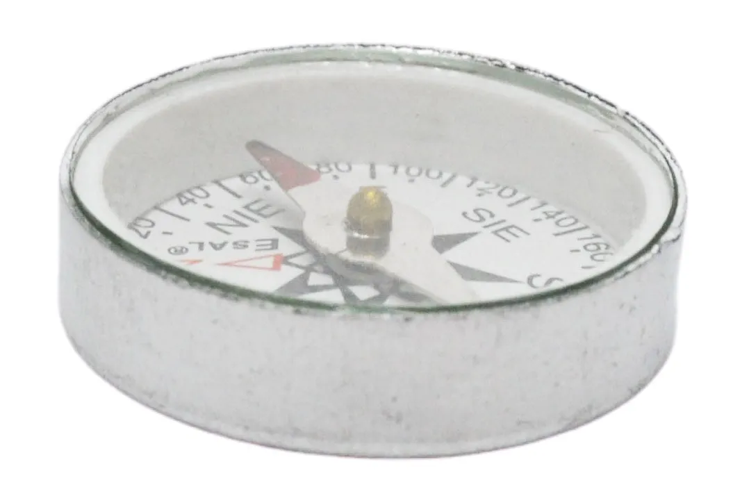 Mini Compass, 25mm - For Plotting - With Glass Face And Aluminium Case - Marked with Principal Points - Eisco Labs