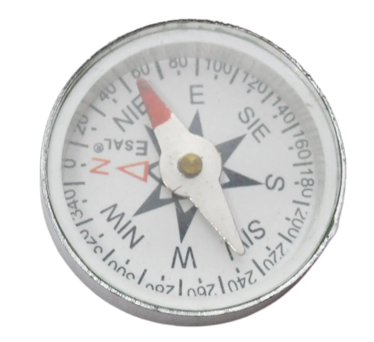 Mini Compass, 25mm - For Plotting - With Glass Face And Aluminium Case - Marked with Principal Points - Eisco Labs