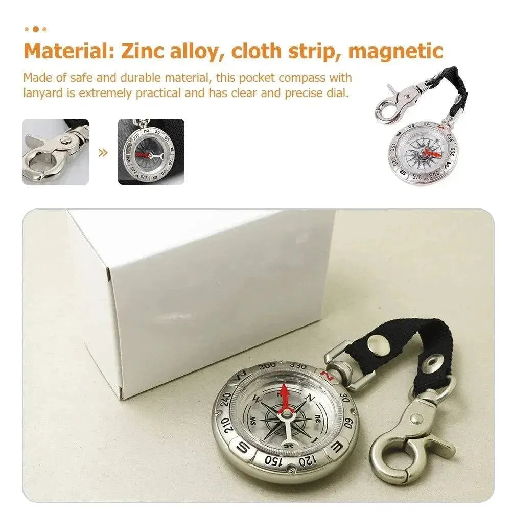 Mini Outdoor Camping Pocket Compass Outdoor Survival Lanyard Design Pocket Compass Portable Outdoor Camping Hiking Pocket