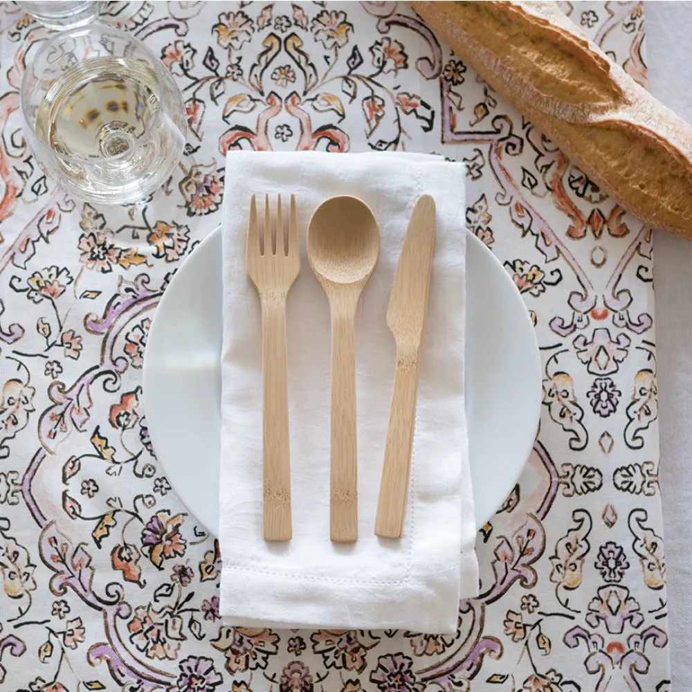 Reusable Bamboo Spoon, Knife & Fork Set
