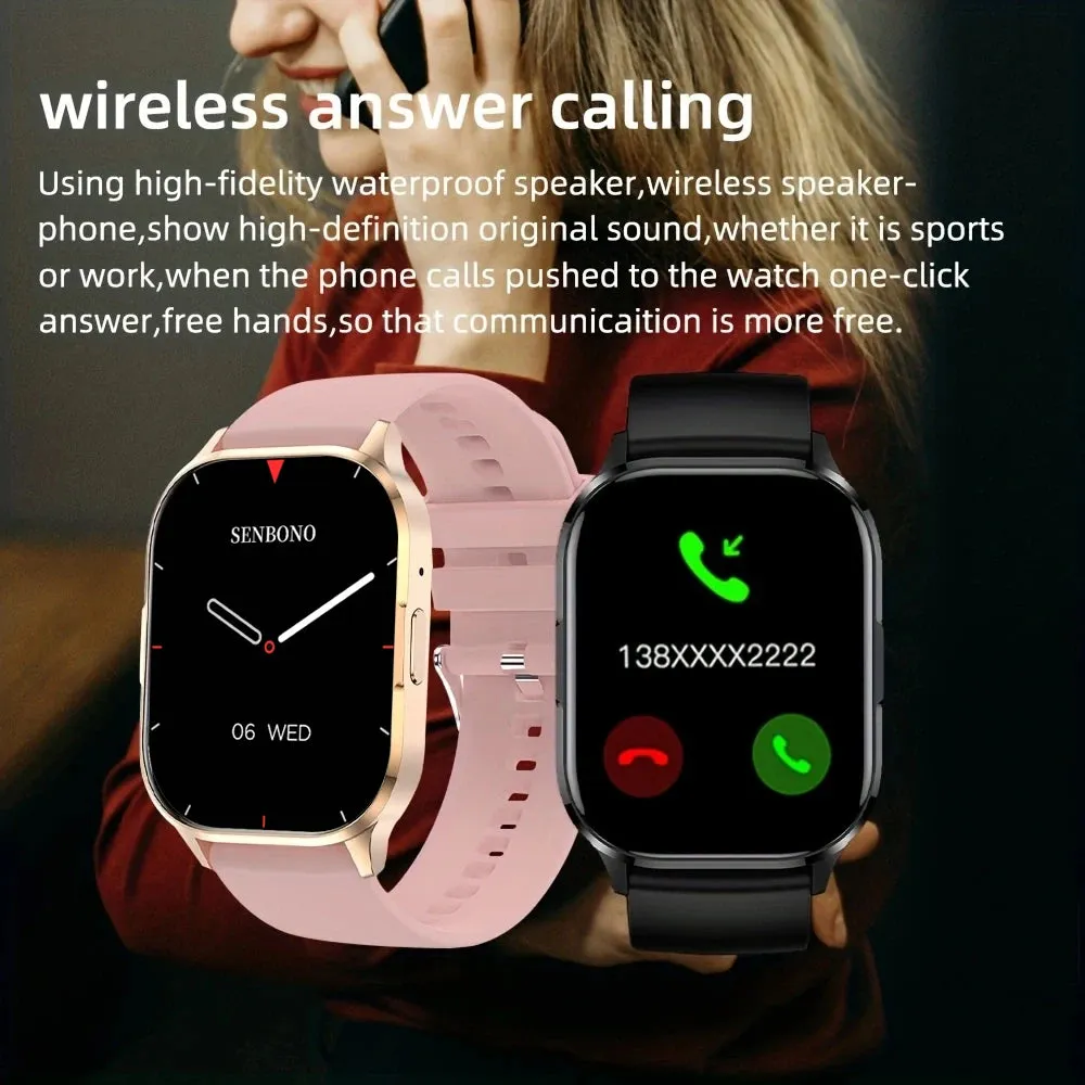 SENBONO AIR3 2024 AMOLED Men Smart Watch Bluetooth Call 24H Health Tracker Sport  Waterproof Smartwatch Men Women for Android