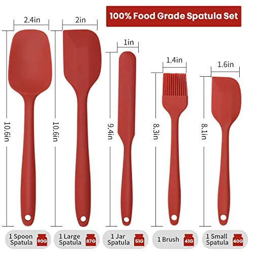 Silicone Spatula Set 5 Pcs Heat Resistant Rubber