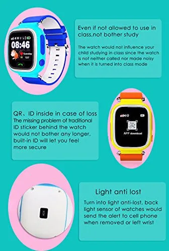 VIGICA Children Smartwatch Kid GPS Tracker Watch SOS Call Passometer Fitness